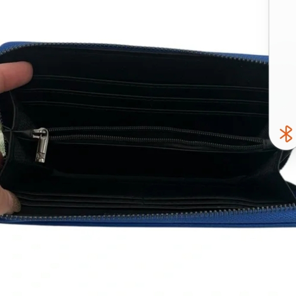 Badgley Mischka Electric Blue Long Wallet with Front Zipper - Picture 4 of 6